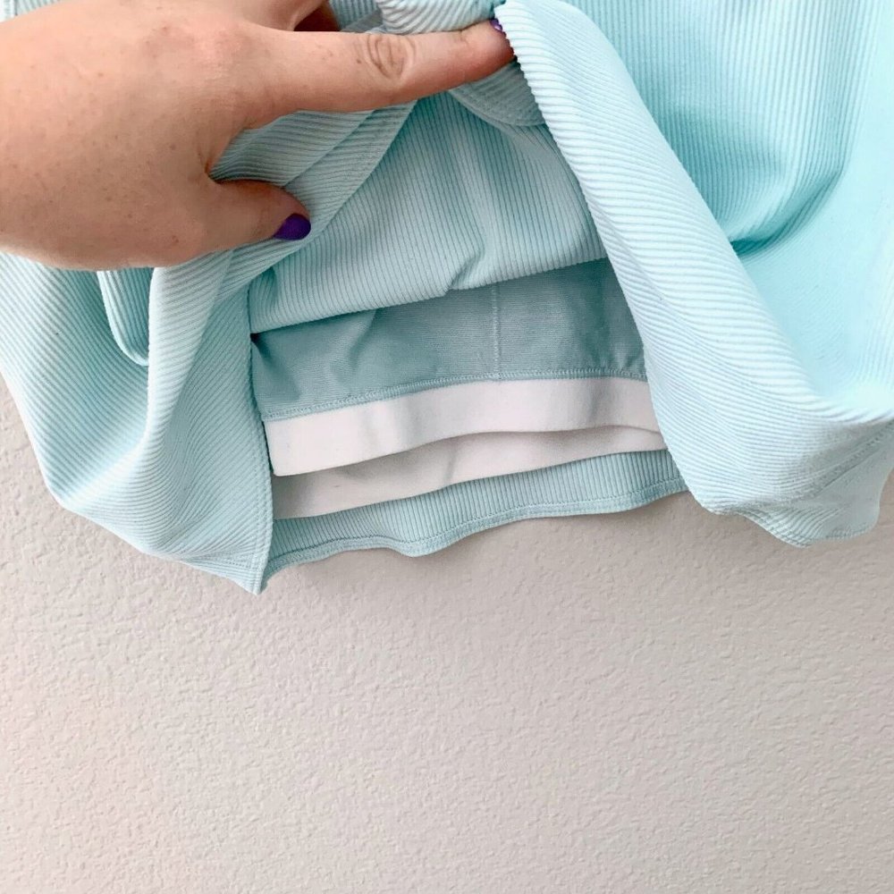 Gap GapFit Ribbed Blackout Twist-Knot Cropped Sports Bra Aqua Size L - Picture 6 of 9